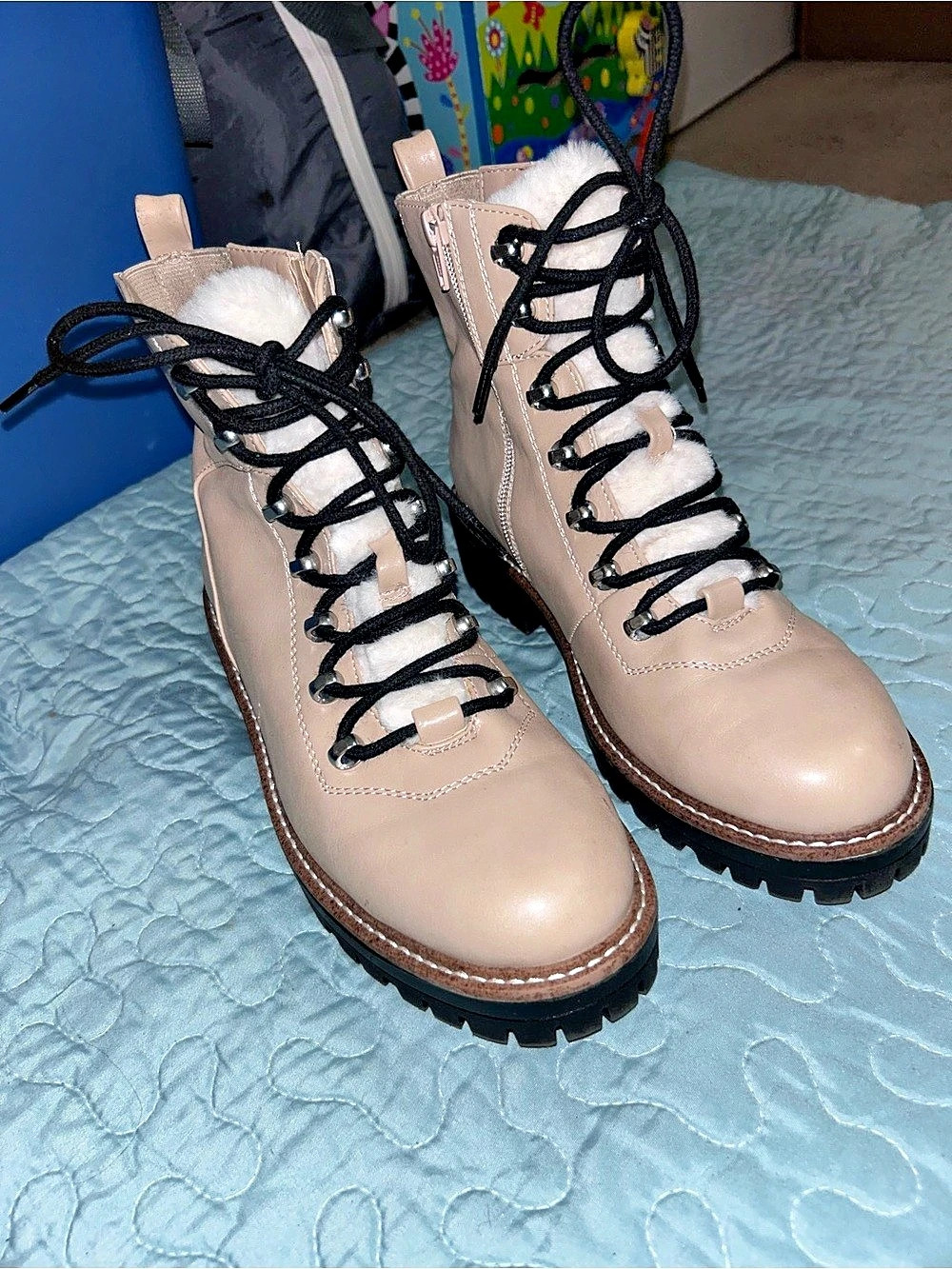A New Day Lace-Up Ankle Boots in Tan Like New Size 8